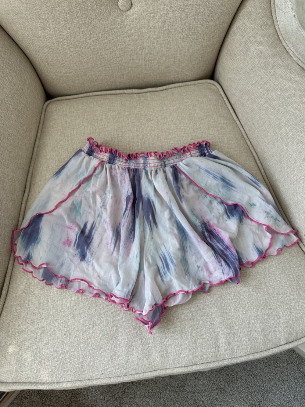 urban outfitters watercolor flowy lettuce trim sleep shorts